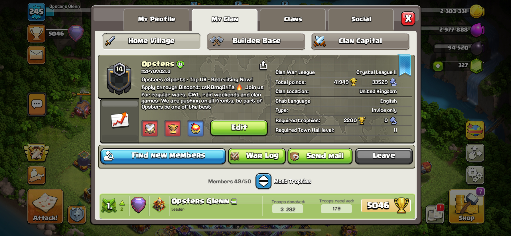 Opsters eSports Opsters Clash of Clans Top 1000 UK
