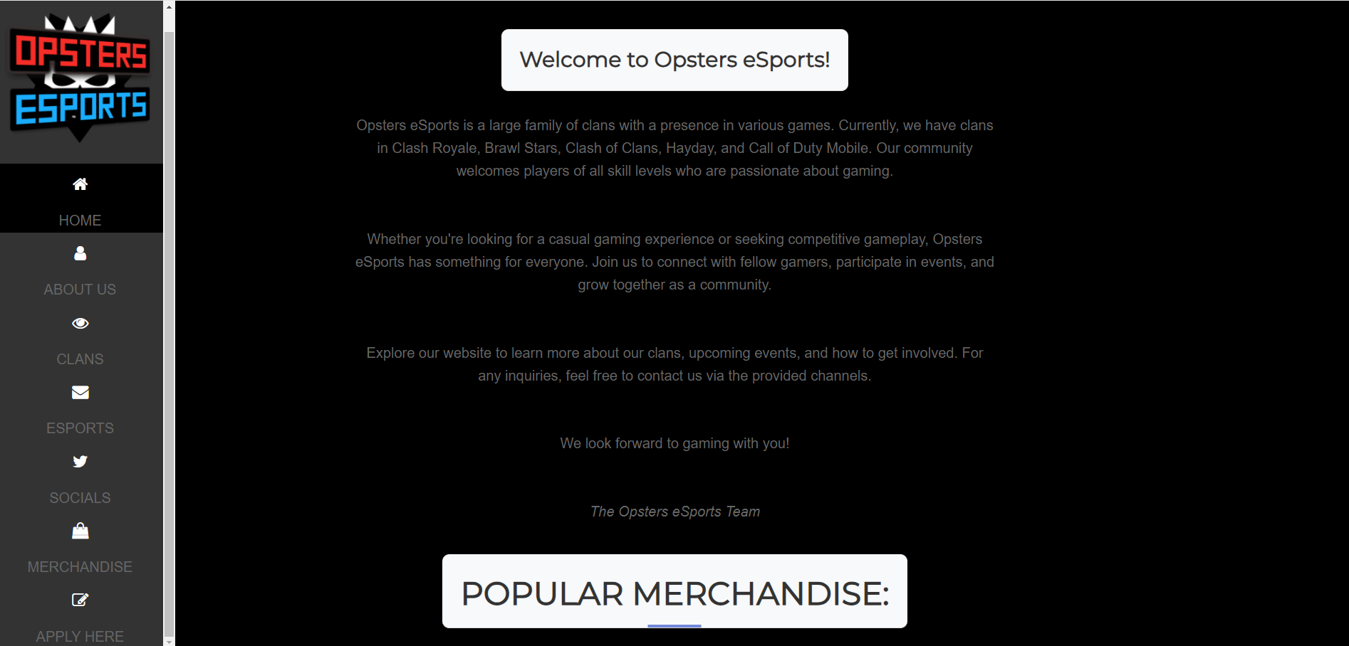 Opsters eSports Official Website Opening